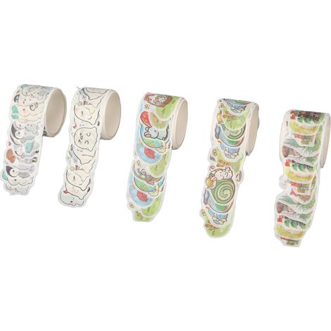 Ruban adhésif décoratif washi de forme irrégulière, motif animaux mignons de dessin animé, pour la décoration de journaux/carnets personnels. (1/5)