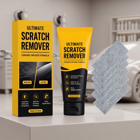 Autokratzerentferner, Lackpolitur und Pflegecreme für leichte Kratzer, Abrieb, Fleckenentfernung, Pflege und Reinigung – 100 g + Nano-Tuch -- DE (1/5)