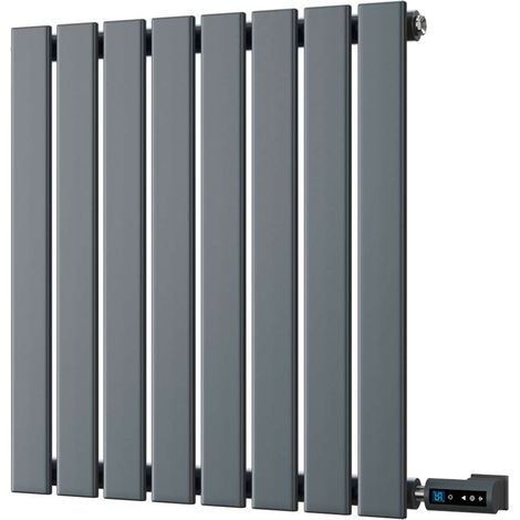 Typhoon - Anthracite Horizontal Electric Radiator H600mm x W544mm Single Panel 300w Thermostatic WIFI
