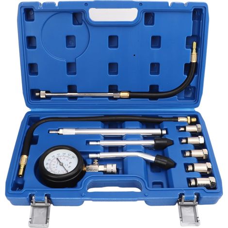 Testeur de Compression Automotive, Testeur de Compression du Moteur 0‑300PSI Moteur Uvinersal Cylindre Détection la Pression Numérique Gauge Numérique 17pcs Kit Tester Kit (1/5)