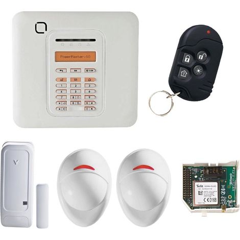 Alarme GSM PowerMaster 10 – Kit de base avec 2 détecteurs de mouvement – Portée radio 2 km – Sirène 110 dB – Application VisonicGo (1/5)