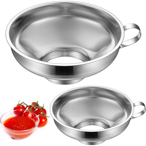 2er Set Edelstahl Trichter mit Griff für Gläser, Marmelade, Flüssigkeiten (1/5)