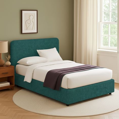 Letto Singolo Slough, Sfoderabile, Contenitore Made in Italy, Verde Petrolio (1/5)