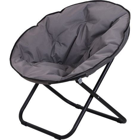 Beyamis Chaise camping pliable – dossier, 120kg max, extra large, grise, jardin/balcon (1/4)