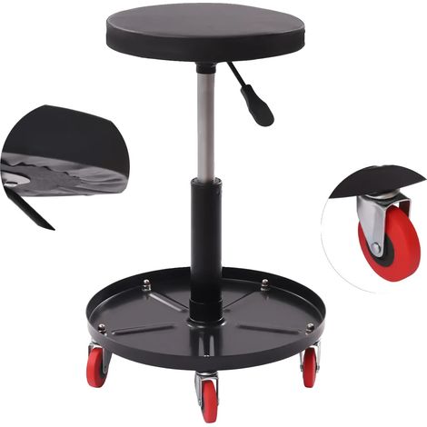 Chaise d'atelier, Hauteur réglable, Rembourrage confortable, noir (1/2)