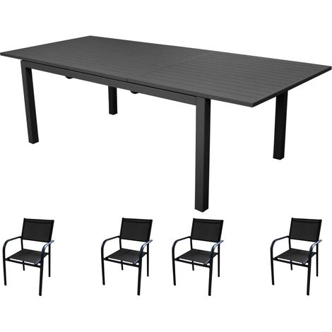 OFFERTA TAVOLO ALLUNGABILE GRAFITE 160/240X100CM GENES + 4 POLTRONE DUCA (1/4)