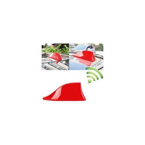 Alettone di squalo per auto, Antenna a pinna di squalo impermeabile universale per tetto auto, Antenna radio FM con base adesiva impermeabile (Rosso) (1/5)
