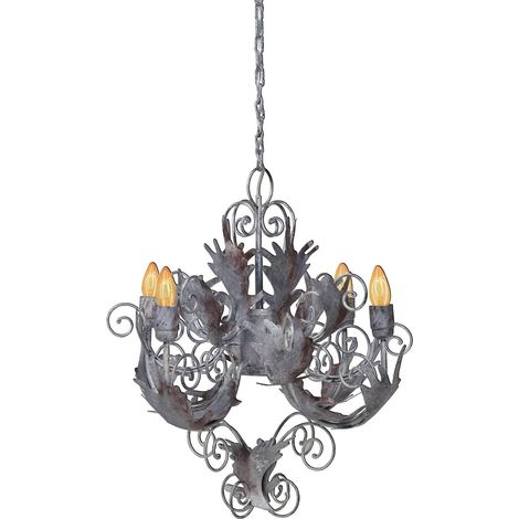 Lustre design vintage en fer argenté fly through small - Argent patiné vieilli vintage (1/3)