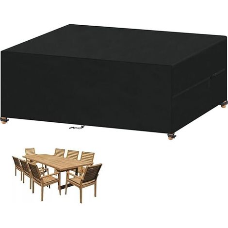 Housse Salon de Jardin 240x120x75cm 420D Oxford noir Housse Table de Jardin Rectangulaire Protection Bache Table de Jardin Mobilier Extérieur Imperméable Coupe-Vent Anti-UV Résistant Au Froid (1/5)