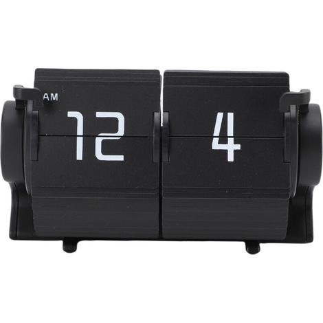 Orologio a ribalta automatico, mini sveglia digitale meccanica retrò da scrivania per soggiorno, ufficio, studio, formato 12 ore, nero -Crezuo