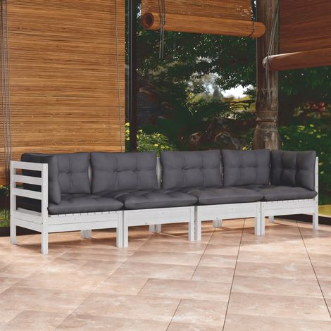 vidaXL 4 Piece Garden Lounge Set with Cushions Solid Pinewood (1/5)