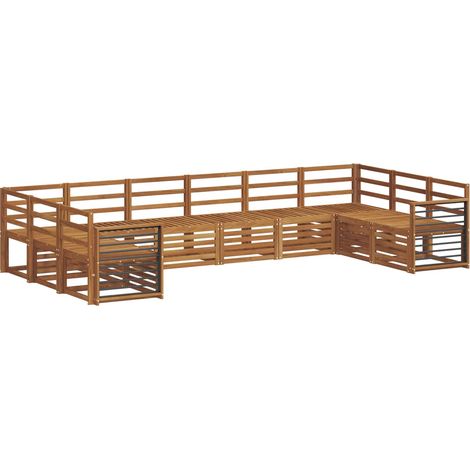 Sofa Sets 10 pcs Natural Solid Acacia Wood vidaXL (1/5)