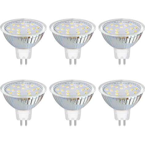 GU5.3 LED Bulb 12V 3W Cool White 6000K 300LM, Ø50mm MR16, 120 Degrees, GU5.3 20W Halogen Equivalent, AC/DC 12V GU5.3 LED Spotlight for Kitchen Bathroom, Non-Dimmable, Pack of 6 [Energy Class F] (1/5)