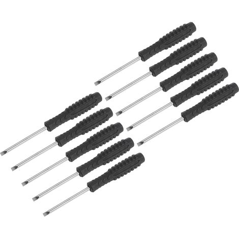 Mini Fendue Tournevis, 3.0mm Plat Tête avec Antidérapant Poignée pour Petit Appareils électroménagers, 10 Pcs (1/4)