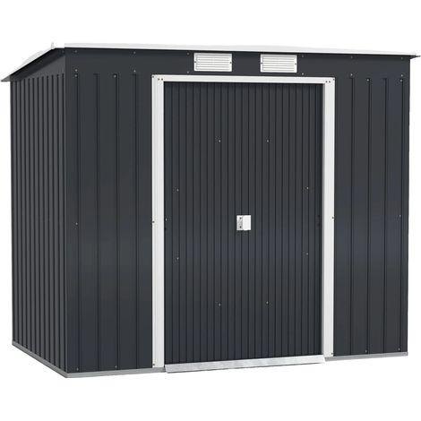 Solución de almacenamiento exterior, construcción metálica, diseño resistente a la intemperie, gris oscuro. (1/5)