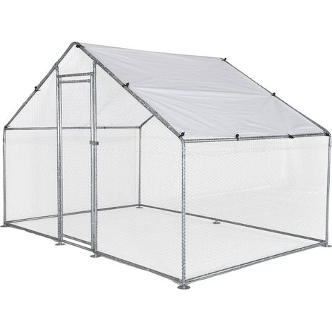 Enclos pour poulailler en acier galvanisé. toit imperméable et anti UV. porte avec loquet 6 m² (1/4)