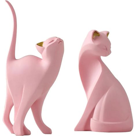 Sculpture moderne décorer l'intérieur, animaux de compagnie avec des pièces de sculpture abstraite, sculpture de décoration de chaton, accessoires modernes décorer la résine de petites statues, cadeau (1/5)