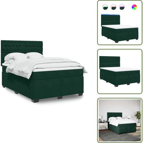 Sommier à lattes de lit et matelas Vert foncé 160x200cm Velours - Sommier À Lattes De Lit - Sommiers À Lattes De Lit - Lit - Meuble De Chambre À Coucher (1/5)