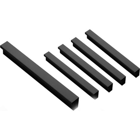 Set mit 4 Möbelgriffen - Schwarz - Lochabstand: 128 mm - Küchentürgriffe - Küchenschrankgriffe (mit Schraubendreher) (1/4)