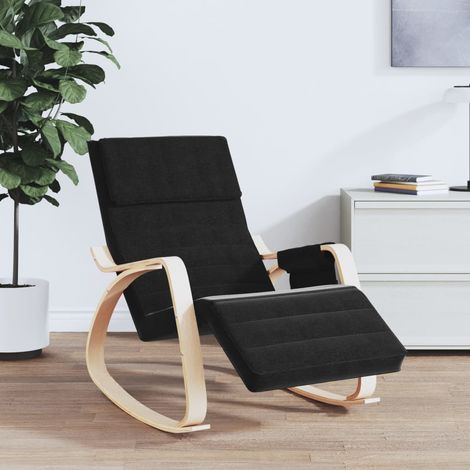Chaise à bascule, Rocking chair design contemporain, Fauteuil à bascule Noir Tissu BGT66748 (1/5)