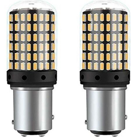 12V LED bulbs for brake lights and indicators – 2 units, model 1157 Bay15d, 21/24W, yellow