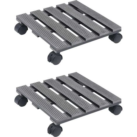 vidaXL Soporte con ruedas para plantas 2 unidades WPC gris 30x30x7,5cm (1/4)