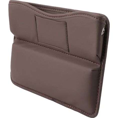 (PU couleur café) Boîte de rangement pour fente de siège auto en cuir avec bouchon anti-chute, support de téléphone et accessoires de décoration intérieure (1/5)