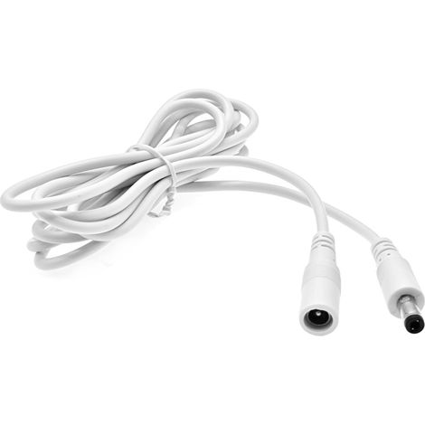 2M Câble d'alimentation 5,5 x 2,1 mm 12V CC, adaptateur secteur mâle-femelle 5,5 mm x 2,1 mm pour alimentation, caméra de surveillance, bande LED, routeur, système de vidéosurveillance IP, blanc (1/5)