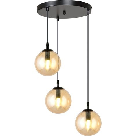 Lampadario Emibig COSMO 3 3xE14 nero miele vetro Premium (1/5)