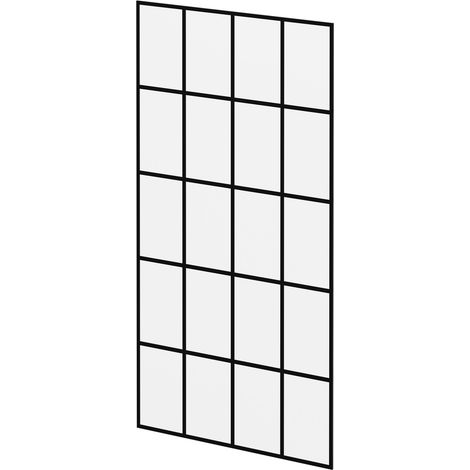Pacco 8mm Clear with Black Printed Crittall Frame 1950mm x 1000mm Walk In Shower Glass (1/5)