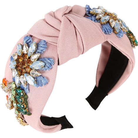 Diadema De Cristales - Hecha A Mano - Para Mujer - Estilo Turbante Con Nudo - Talla Única - 6 7 Pulgadas De Alto - 5 5 Pulgadas De Ancho (1/5)