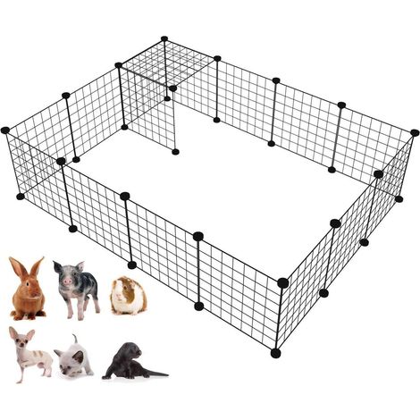 Clôture Pour Animaux De Compagnie Librement Réglable Pour Petits Animaux Tels Que Cochons D'Inde, Hamsters, Hérisson (Noire-12Pcs  35Cm)