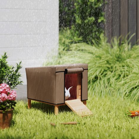 FLITI Waterproof Protective Cover for Rabbit Hutch X-D2-0047, 600D Oxford Fabric, 43x52x37cm, Brown (1/5)
