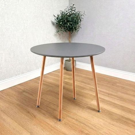 KOSY KOALA Modern Round Wooden Dining Table 90cm Grey Wooden Top with Metal Legs for Kitchen & Dining Room (1/5)