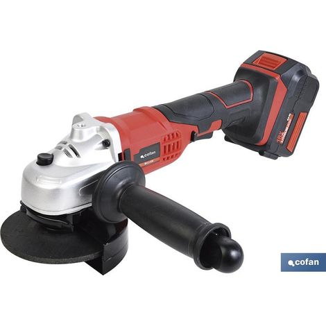 COFAN amoladora a batería li-ion 20 v 8000 rpm - 115 mm , Amoladora a batería para discos de ø115 mm con interruptor de seguridad, con mango 3 posiciones. Es ligera y adecuada para (1/5)