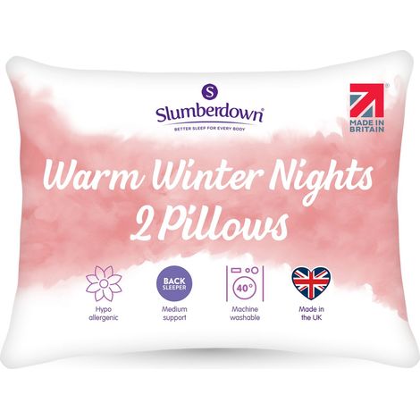 Slumberdown Warm Winter Nights Pillow, Medium Support, 2 Pack