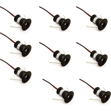 Pair - Lot de 9 mini spots LED 12V 1W encastrables – Blanc chaud et froid – IP65 pour cuisines, escaliers, placards – Angle 120° (1/5)