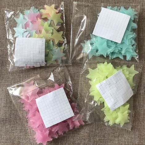 400 étoiles phosphorescentes, autocollants muraux lumineux en plastique fluorescent (1/4)