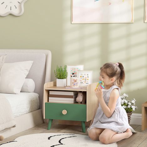 Table de chevet enfant table de nuit enfant avec tiroir et niche. petite table d'appoint en bois pour chambre d'enfant