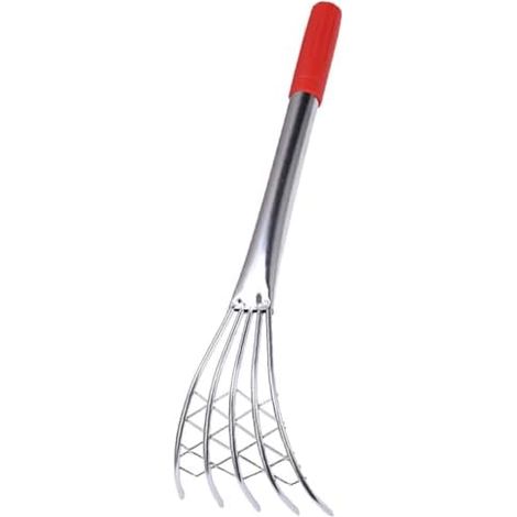 Râteau de plage CORHAD en acier inoxydable avec manche en plastique, râteau à coquillages à griffes pour ramasser les coquillages, râteau à main pour déterrer les fruits de mer sur la plage (1/5)