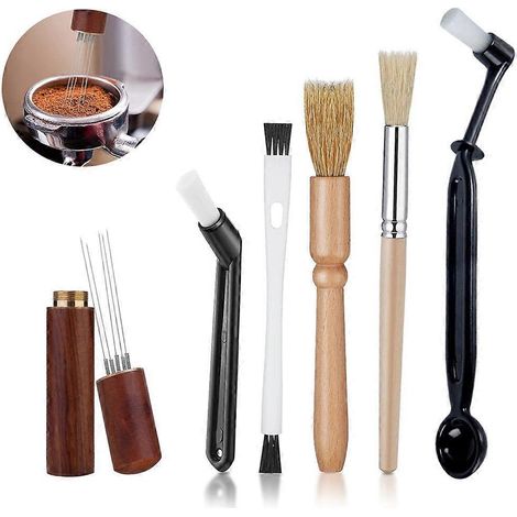 BEBUSINGOTO Reinigungsbedarf, 6-teiliges Reinigungsbürstenset für Kaffeemaschinen, Kaffeereinigungsbürste, Reinigungsbürste für Holzmühlen und Nylonbürste (1/5)