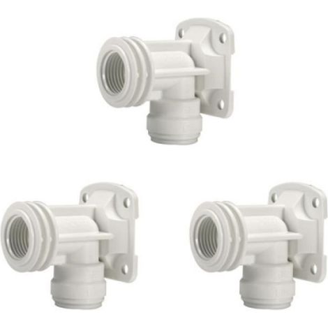 Raccord Coudé Plaque Arrière - Raccord Push-Fit en Plastique - Pour Tuyaux 15 mm - Plomberie Eau Chaude Froide - Lot de 3