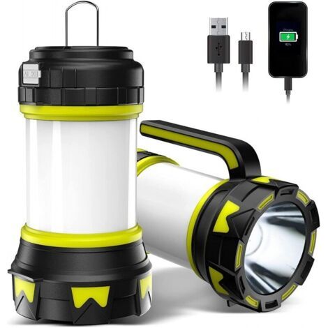 Lanterne LED Rechargeable, 1000 Lumens Lampe Camping 360° Projecteur Portable Ultra Puissante Lampe de Camping 6 Modes Câble USB Inclus IPX6 Étanche (1/4)