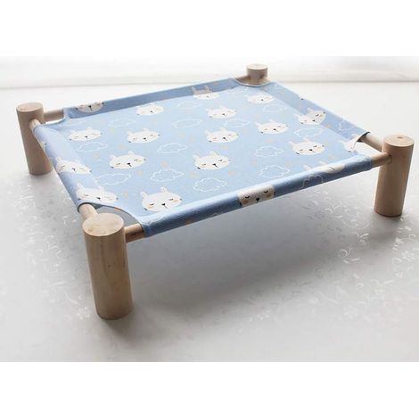 cuccia per cani e gatti, struttura in pino naturale, tela traspirante, design rialzato, adatta per uso interno ed esterno (1/5)