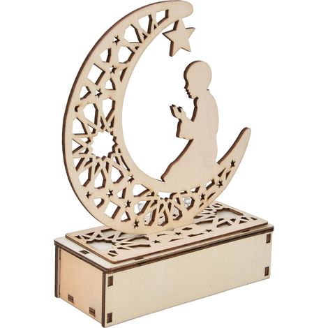 Artisanat de l'Aïd : Veilleuse en bois de buis, design raffiné, durable, un véritable objet décoratif, lampe Ramadan Moubarak (1/5)