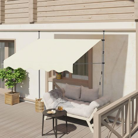 Auvent rétractable manuel sans perçage 200x180cm - hauteur et inclinaison réglable - store banne avec manivelle (1/5)