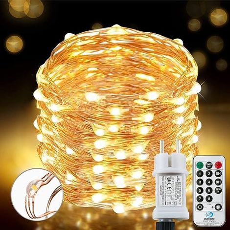 [220 LEDs] 25M 8 Modes IP65 Waterproof Fairy Lights with Remote Timer for Balcony Furniture, Outdoor/Indoor, Party, Christmas (Warm White) (1/5)