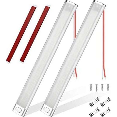 Barre de Lumière Intérieure à LED, 2PCS 12V 30cm Barre Lumineuse Intérieure 120LED avec Interrupteur on/Off, 1600LM Blanche Barre de Bande Lampe pour Voiture/Camion/Camping-Car/Bateau/Van (1/4)