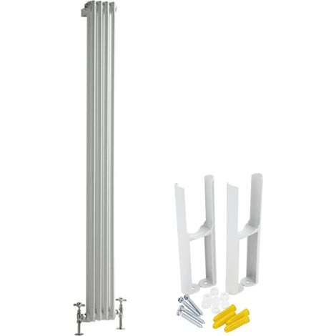Milano Windsor White Cast Iron Style Vertical Double Column Radiator with Feet - 1800mm x 200mm (1/5)