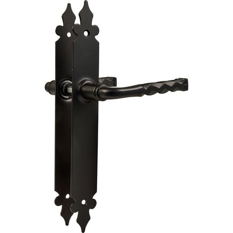Türgriff Türklinke Türbeschlag aus Metall Schwarz matt auf Schild Ungelocht